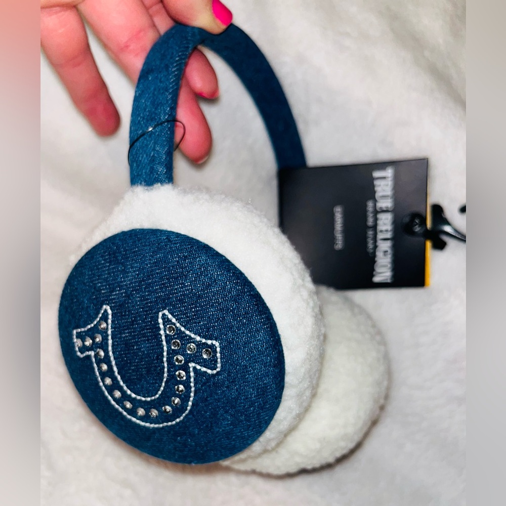True Religion Earmuffs Blue and White NEW!